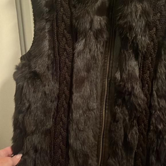 Women’s Vest Knit Front Panels Leather Trim Zipper Black Size Medium - Picture 11 of 15